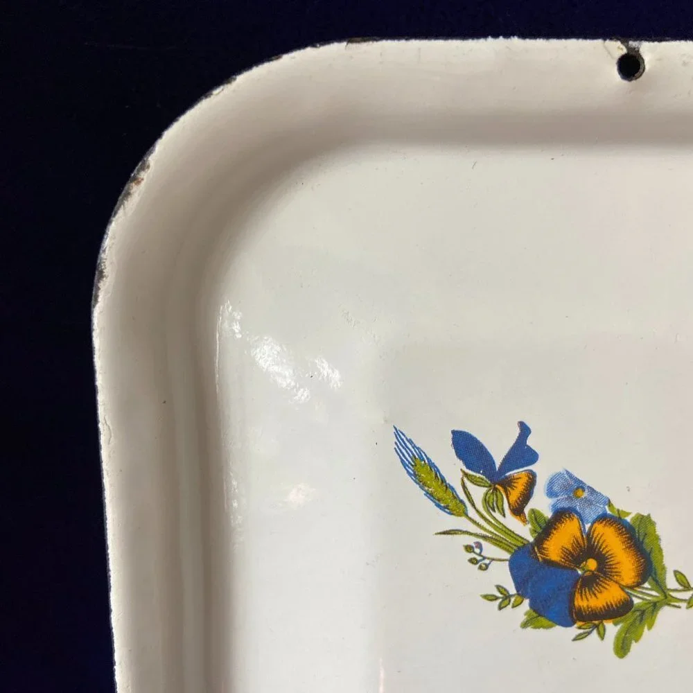 Vintage Russia Metal Enamelware refrigerator Box Lid